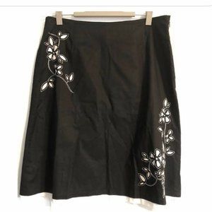 Black with white stitching knee length skirt